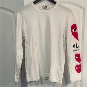Comme des Garcons White and Red Long Sleeve Tee